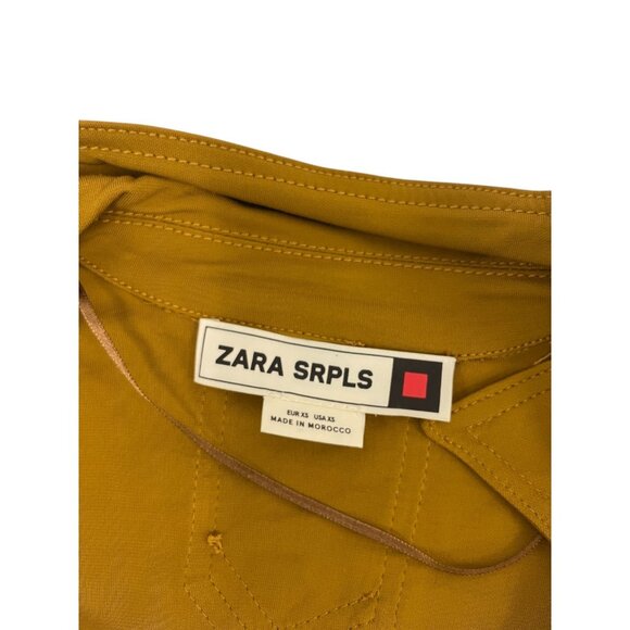 Zara Surplus Womens Midi Dress XS Mustard Gold Collared V-Neck 8516/244 NWOT - Picture 4 of 11